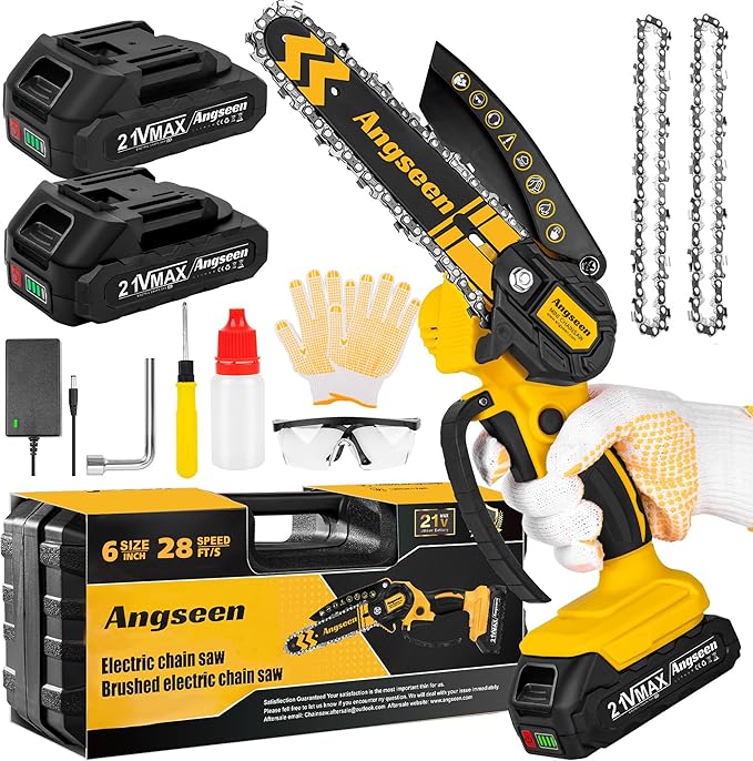 Mini Chainsaw Cordless 6 Inch, Chainsaw with 2
